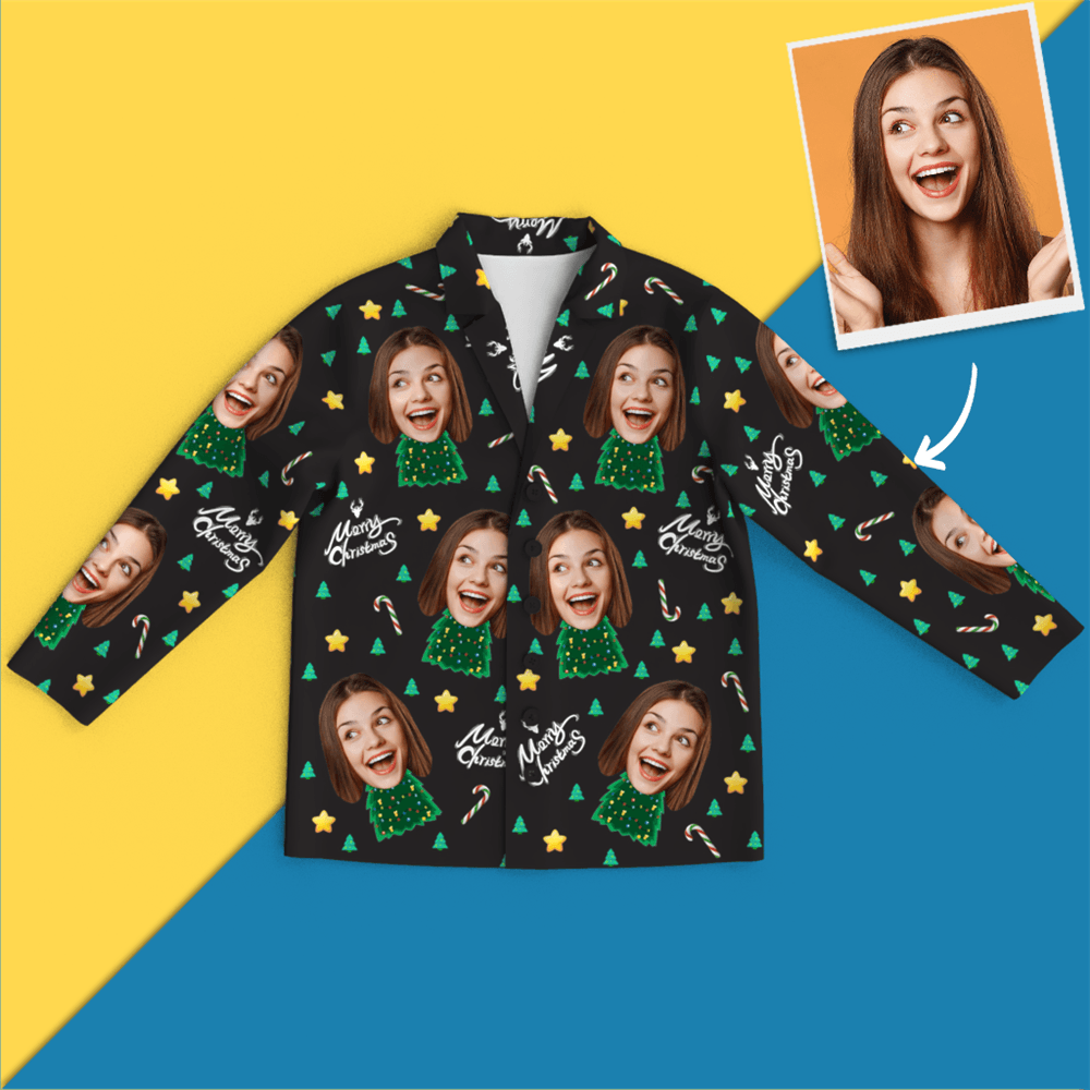 Christmas Gifts Custom Face On Pajamas Christmas Tree Pajamas