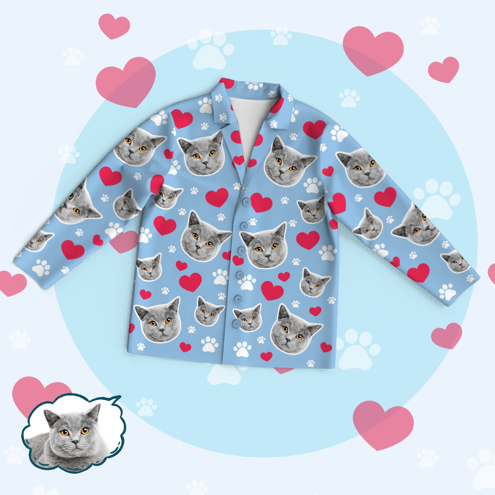 Custom Cat Face Photo Pajamas Suit - Unique Pet Gifts Idea