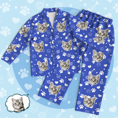 Personalized Pet Photo Pajama Set - Lovely Cat Face - mysiliconefoodbag