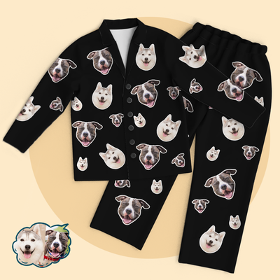 Custom Photo Pajamas Personalised Pet Face Funny Pajamas Suit - mysiliconefoodbag