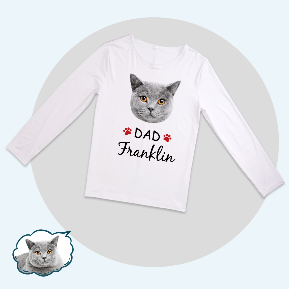 Custom Family Pajama Tops Add Photo And Name - Cat Face