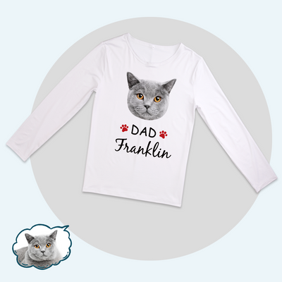 Custom Family Pajama Tops Add Photo And Name - Cat Face - mysiliconefoodbag