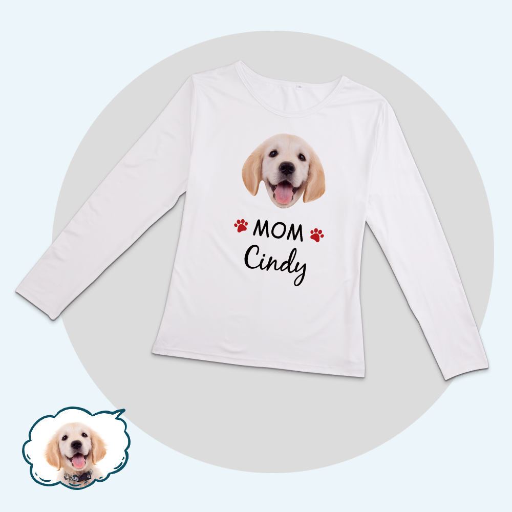 Custom Family Pajama Tops Add Photo And Name - Dog Face