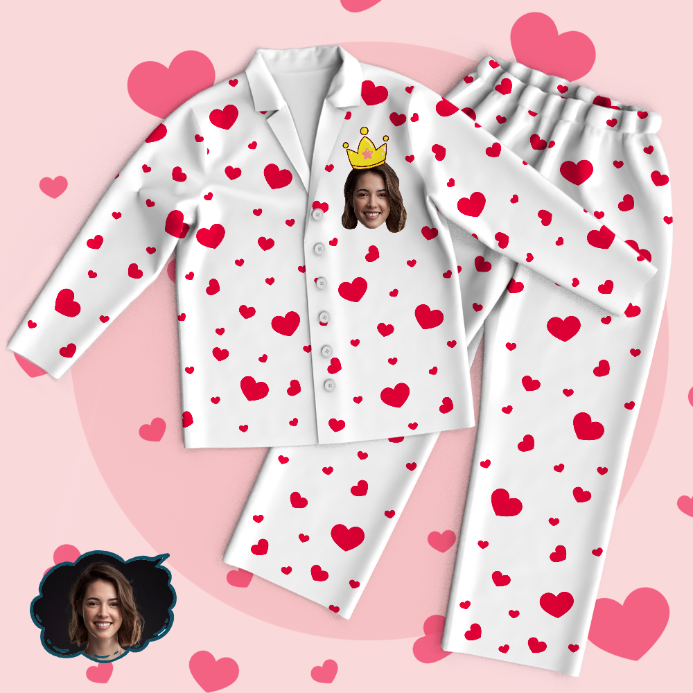 Custom Face Heart Pajama Tops Love My Mom Personalized Mothers Day Gifts