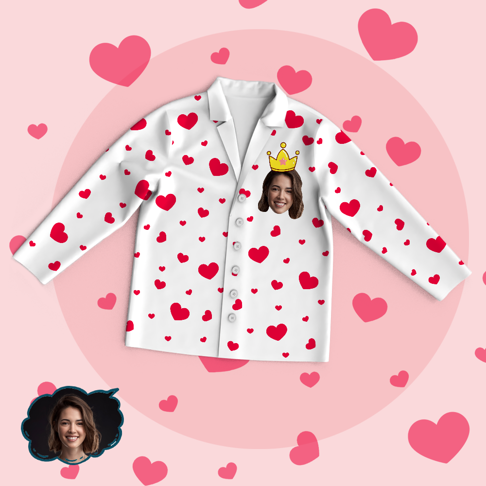 Custom Face Heart Pajama Tops Love My Mom Personalized Mothers Day Gifts