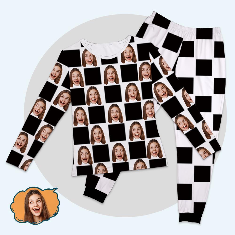 Custom Face Family Pajama Tops With Chess Board