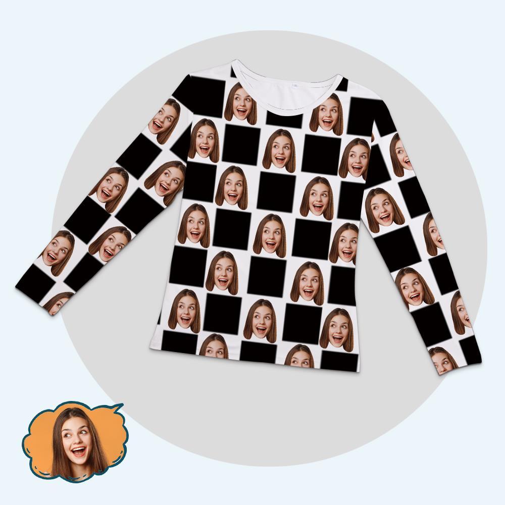 Custom Face Family Pajama Tops With Chess Board