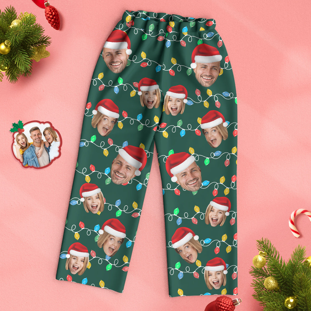 Custom Face Pajama Personalized Photo Christmas Family Xmas Leds Pajamas