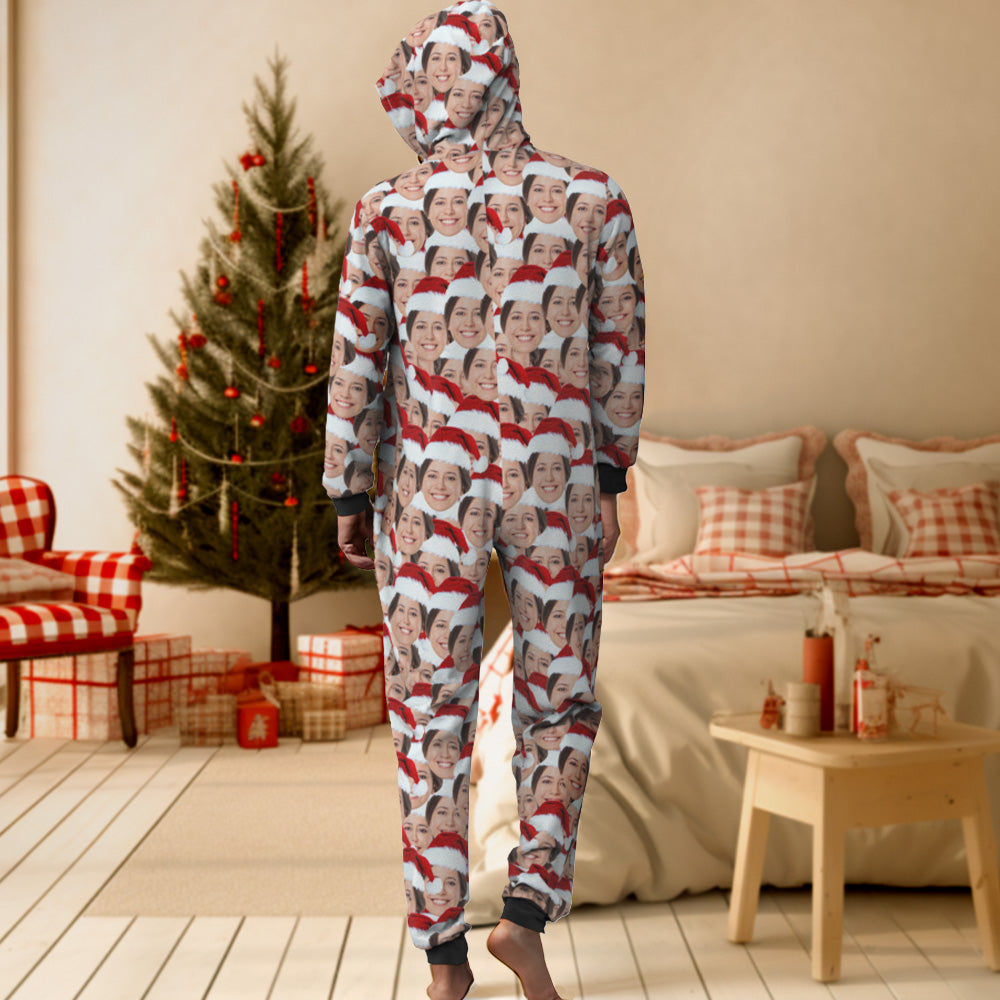 Custom Face Mash Onesies Christmas Pajamas One-Piece Sleepwear Christmas Gift