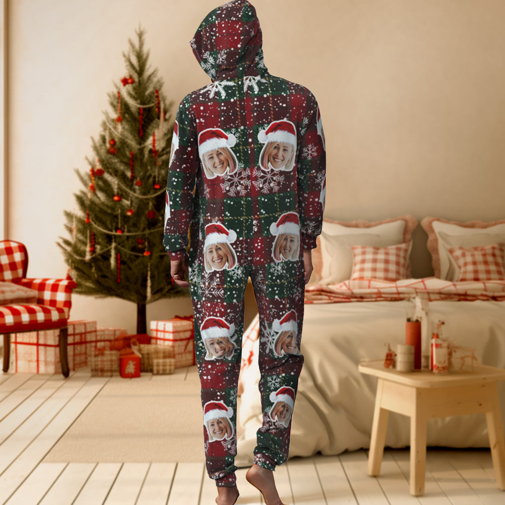 Custom Face Classic Christmas Onesies Pajamas One-Piece Sleepwear Christmas Gift