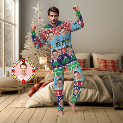 Custom Face Onesies Pajamas Class Christmas One-Piece Sleepwear Christmas Gift - mysiliconefoodbag