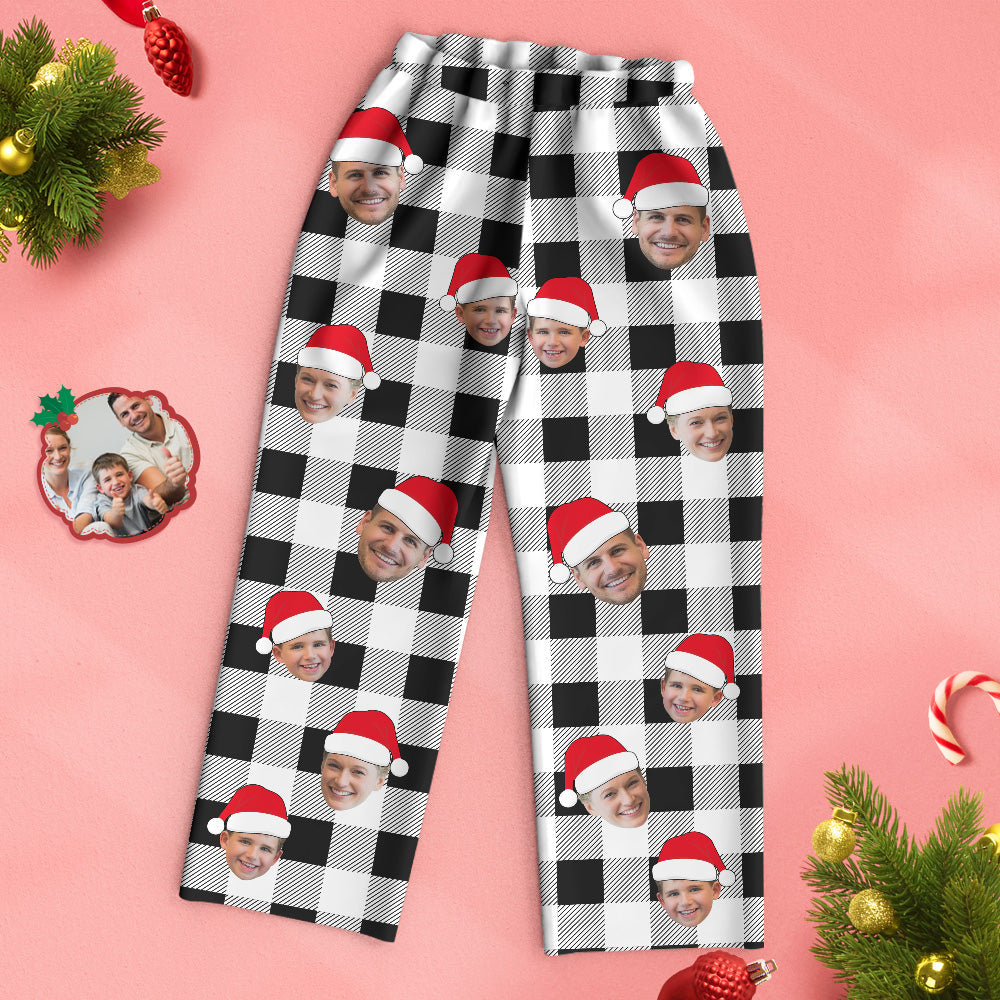 Custom Face Pajama Personalized Photo Christmas Family Buffalo Plaid Pajamas