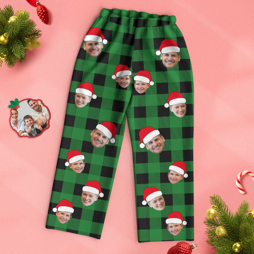 Custom Face Pajama Personalized Photo Christmas Family Buffalo Plaid Pajamas