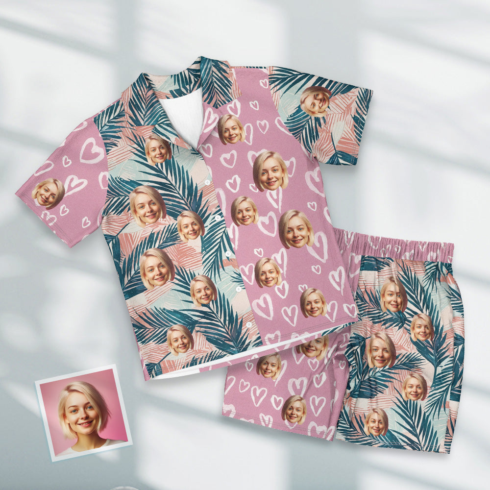 Custom Face Short Sleeve Pajamas Personalised Photo Pajama Women Men Sleepwear