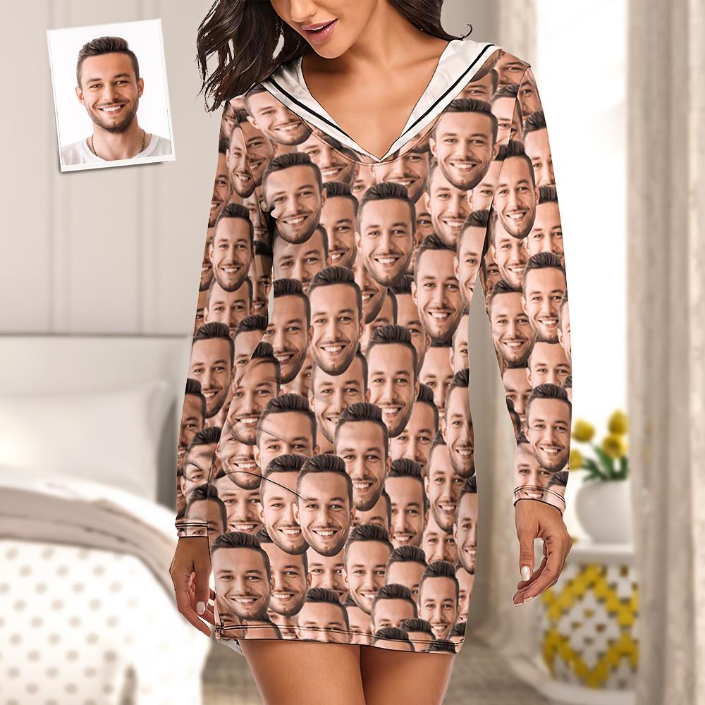 Custom Face Mash Pajamas Women's Pajama Sets Long-sleeved Dress Summer Sleepwear