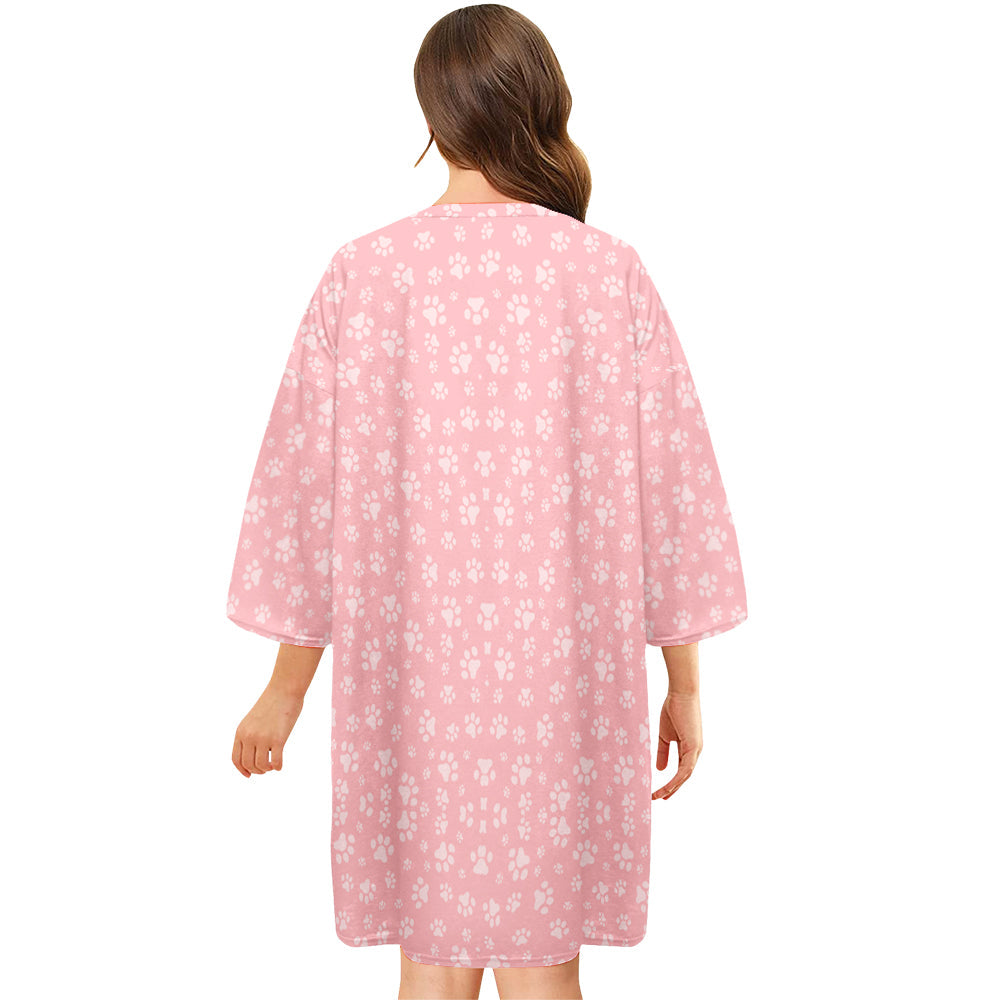 Custom Photo And Name Nightdress Personalized Women's Oversized Nightshirt Footprint Gifts For Her