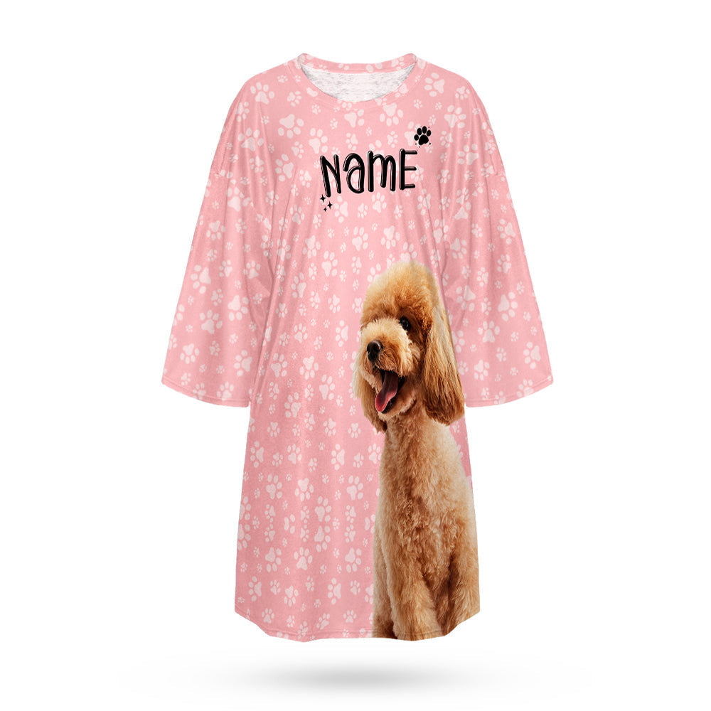 Custom Photo And Name Nightdress Personalized Women's Oversized Nightshirt Footprint Gifts For Her