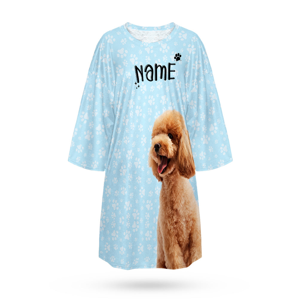 Custom Photo And Name Nightdress Personalized Women's Oversized Nightshirt Footprint Gifts For Her