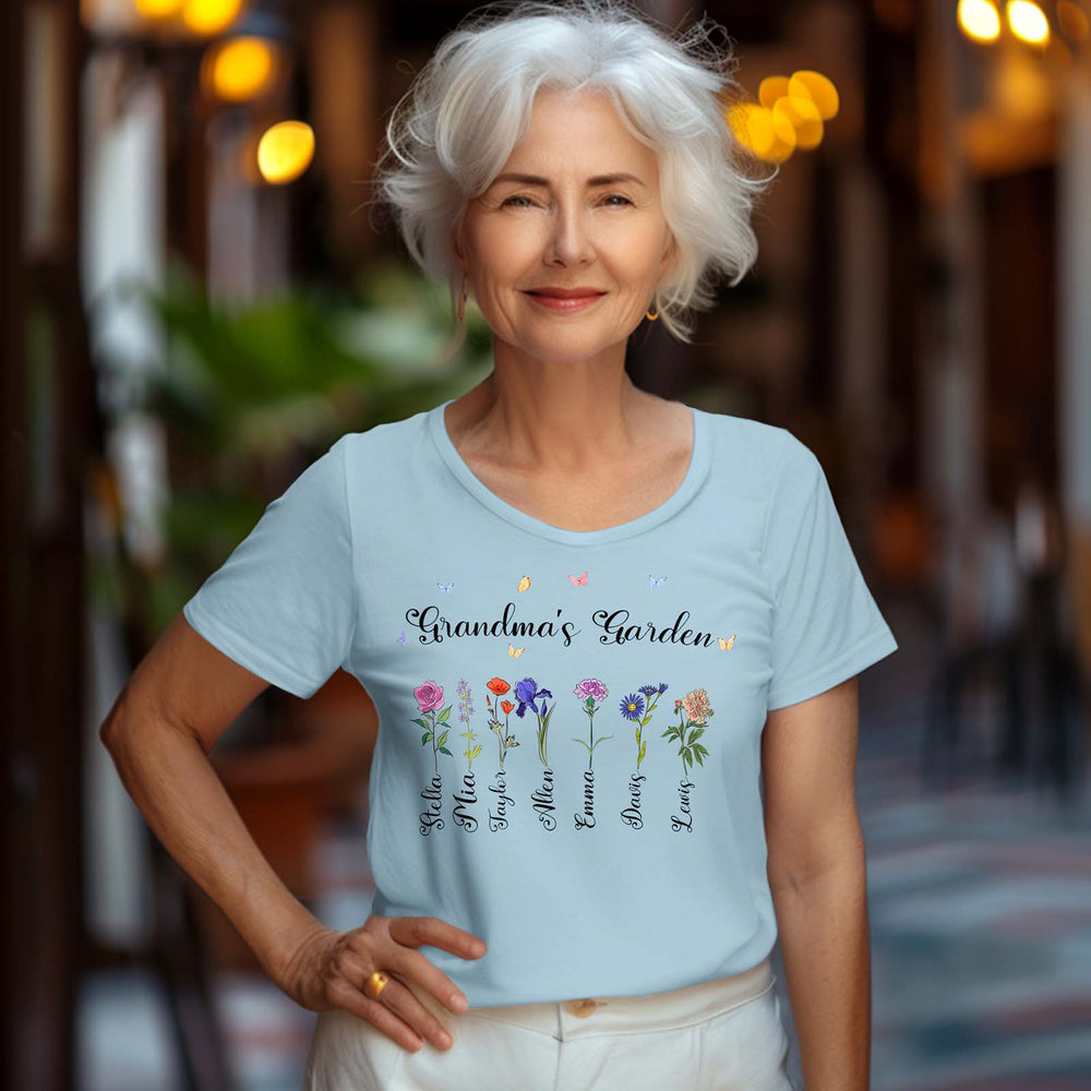 Custom Grandma's Garden Shirt Personalized Birth Flower Mother's Day T-Shirts Mother's Day Gift