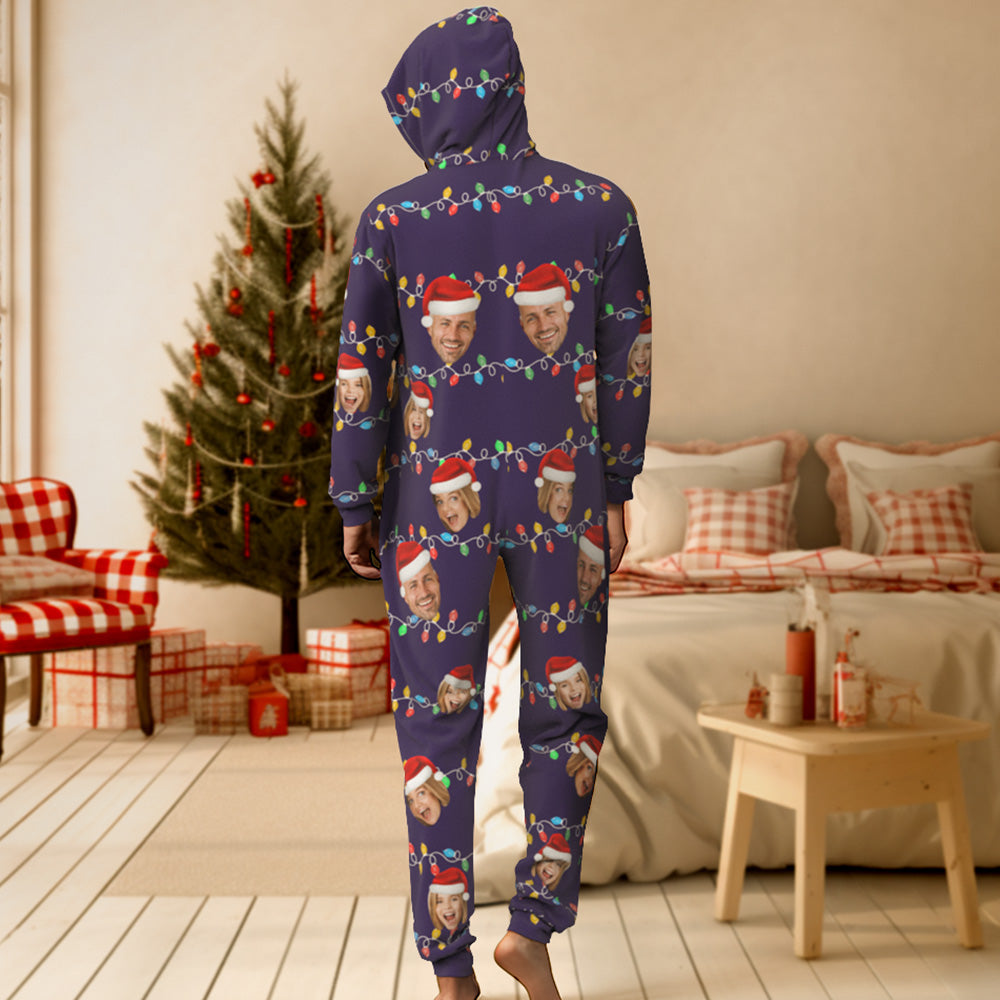 Custom Onesies Photo Xmas Leds Pajamas One-Piece Sleepwear Family Pyjamas Christmas Gift