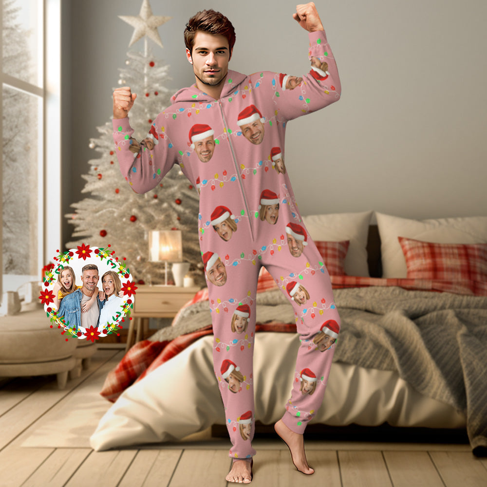 Custom Onesies Photo Xmas Leds Pajamas One-Piece Sleepwear Family Pyjamas Christmas Gift