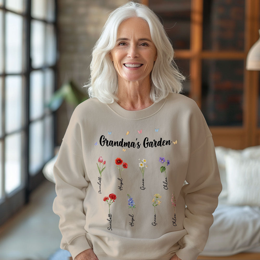 Custom Grandma's Garden Sweatshirt Personalized Birth Flower Mother's Day Sweatshirt Mother's Day Gift