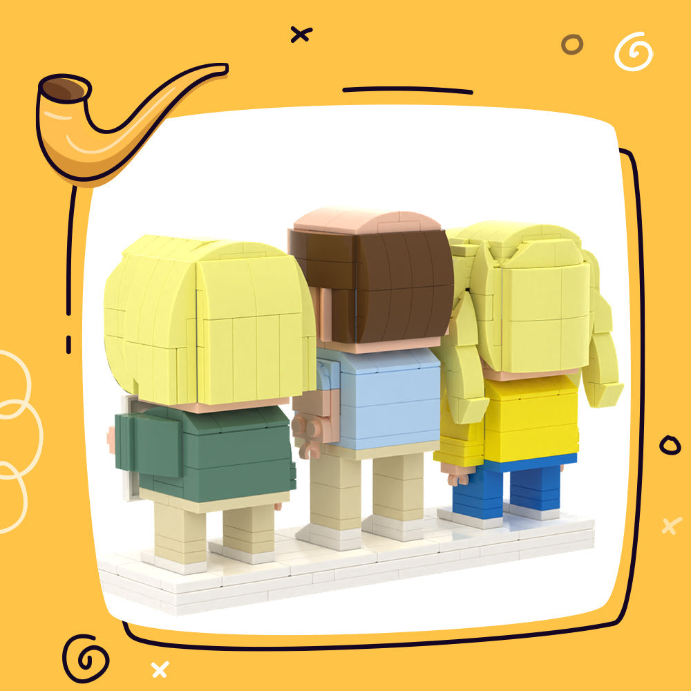 Full Body Customizable 3 People Custom Brick Figures Small Particle Block For Dad's Exclusive Gift