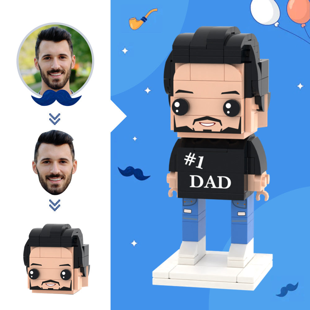 Custom Head Brick Figures NO.1 Dad Brick Figures Small Particle Block Toy Gifts for Dad