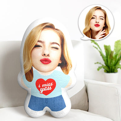 Custom Face Pillow I Miss You Body Pillow Personalized Photo Minime Pillow