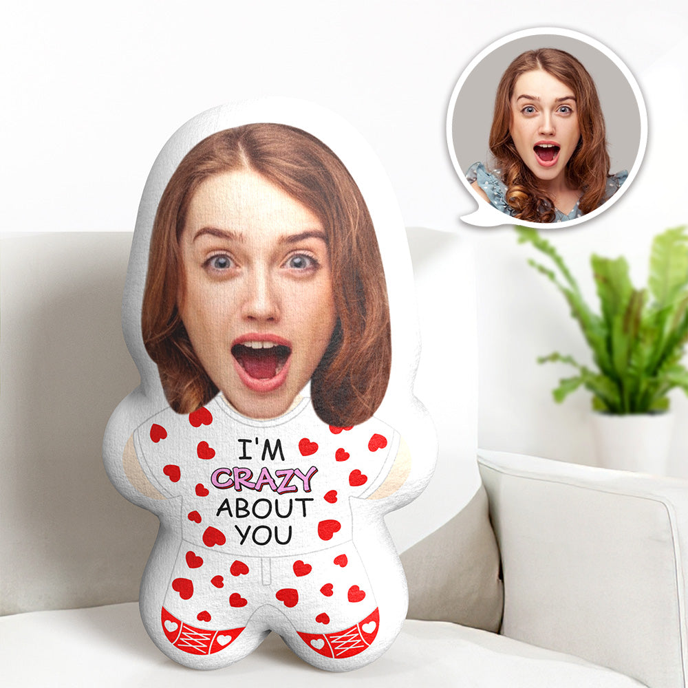 Custom Face Pillow Heart Minime Throw Pillow I'm Crazy About You Personalized Photo Minime Pillow