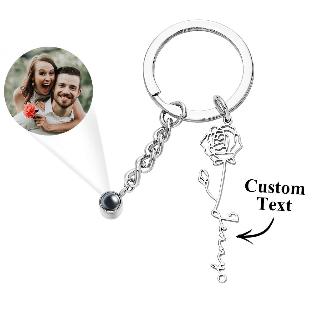 Custom Projection Keychain Birthday Flower Romantic Gift