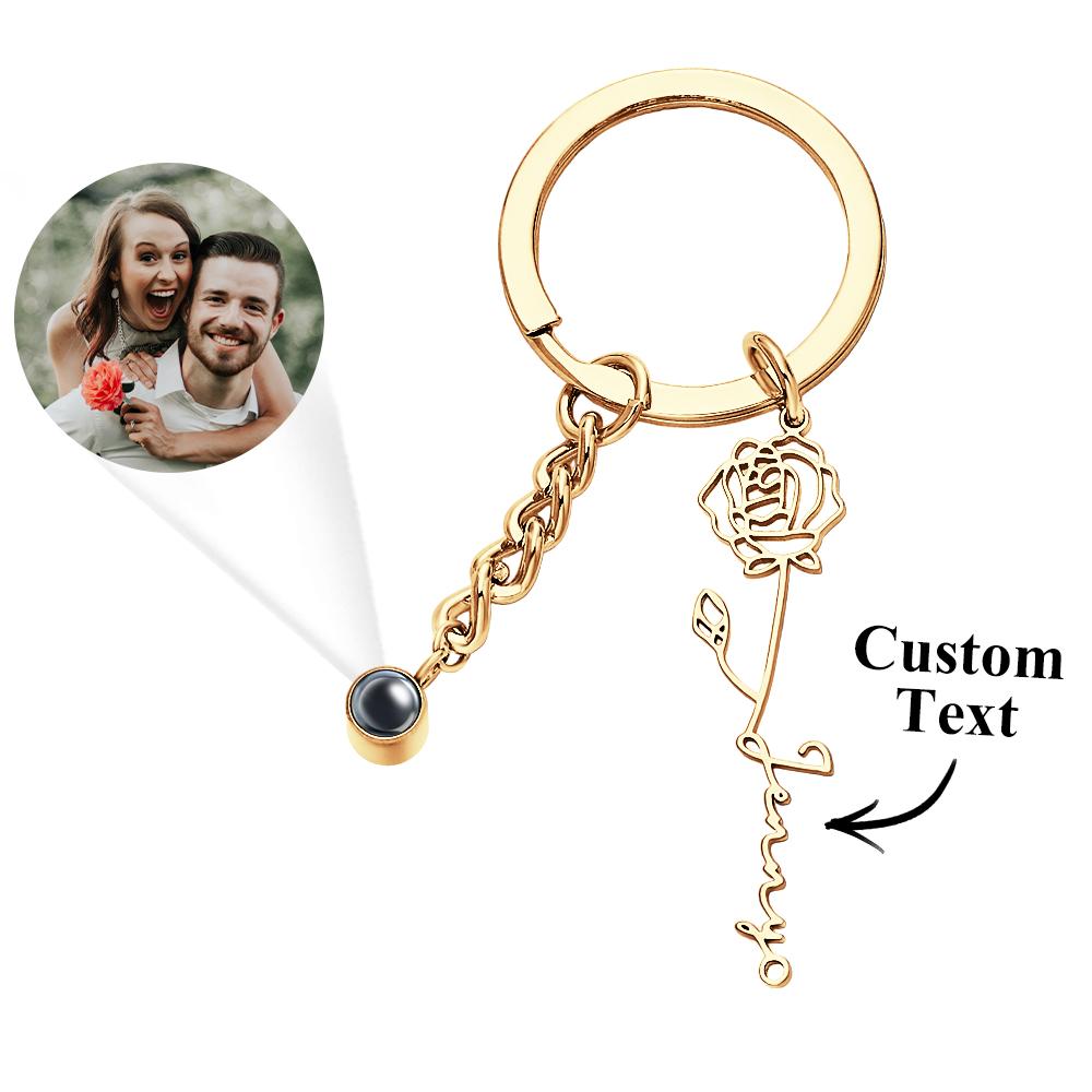 Custom Projection Keychain Birthday Flower Romantic Gift