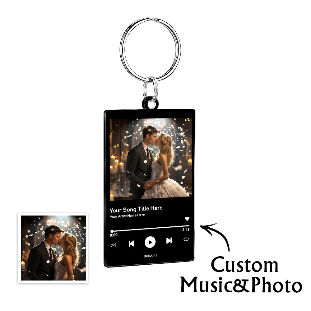 Custom Acrylic Musci Keychain Photo and Text Acrylic Keychain Creative Gifts Christmas Gift Keychain