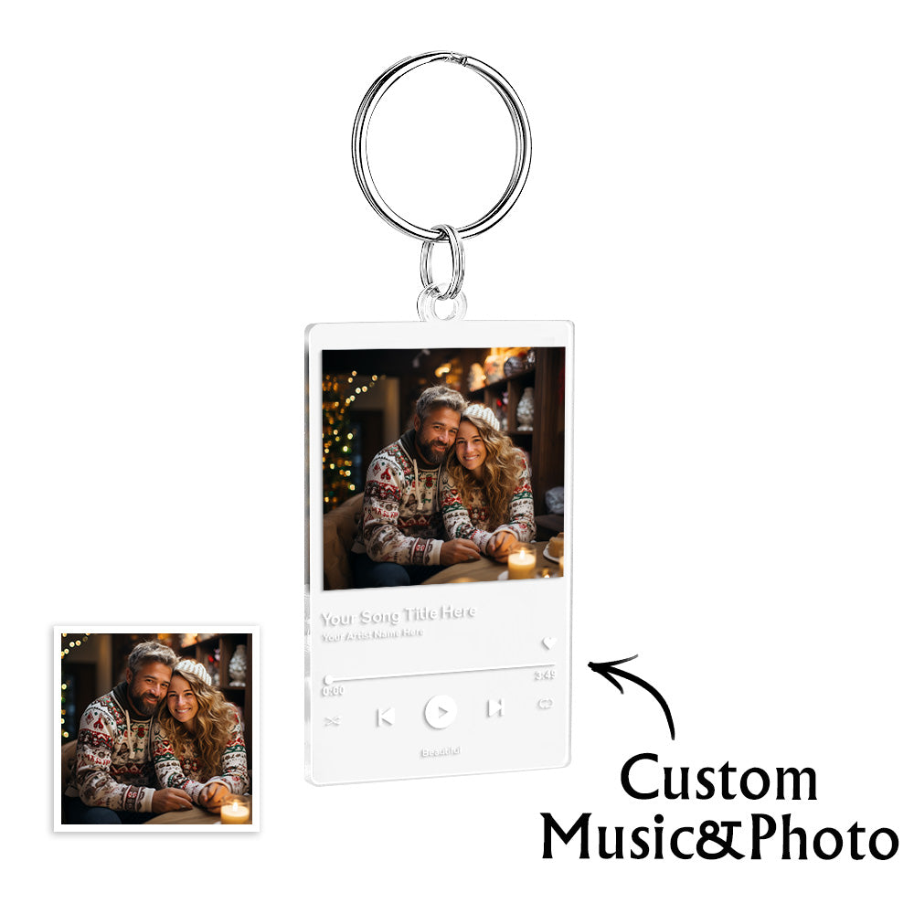 Custom Acrylic Musci Keychain Photo and Text Acrylic Keychain Creative Gifts Christmas Gift Keychain