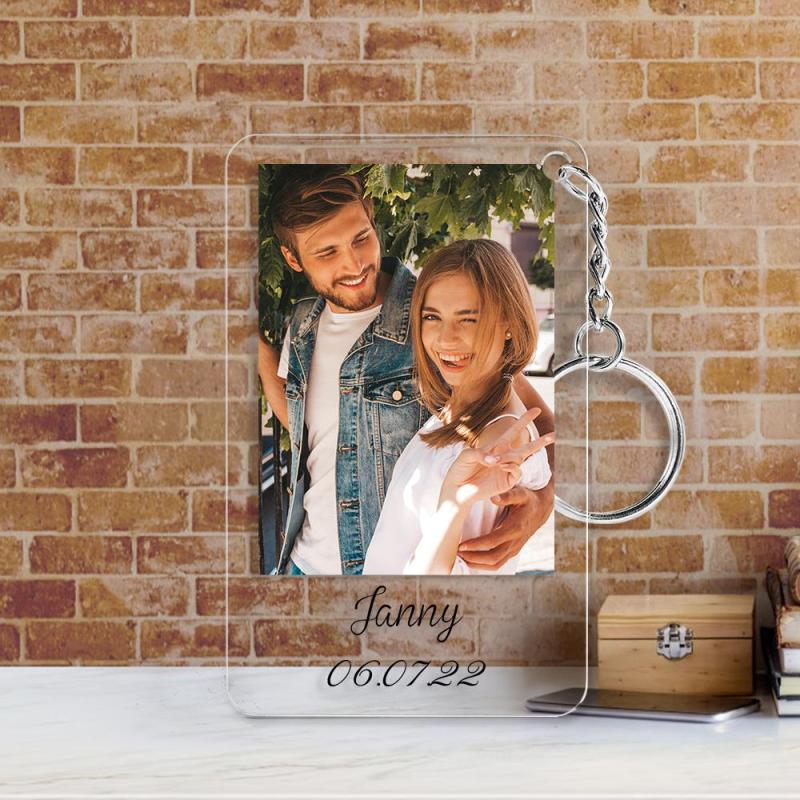 Personalised Photo Keyring, Custom Photo, Any message, Birthday, Love Gift Keychain, Music Boyfriend Girlfriend