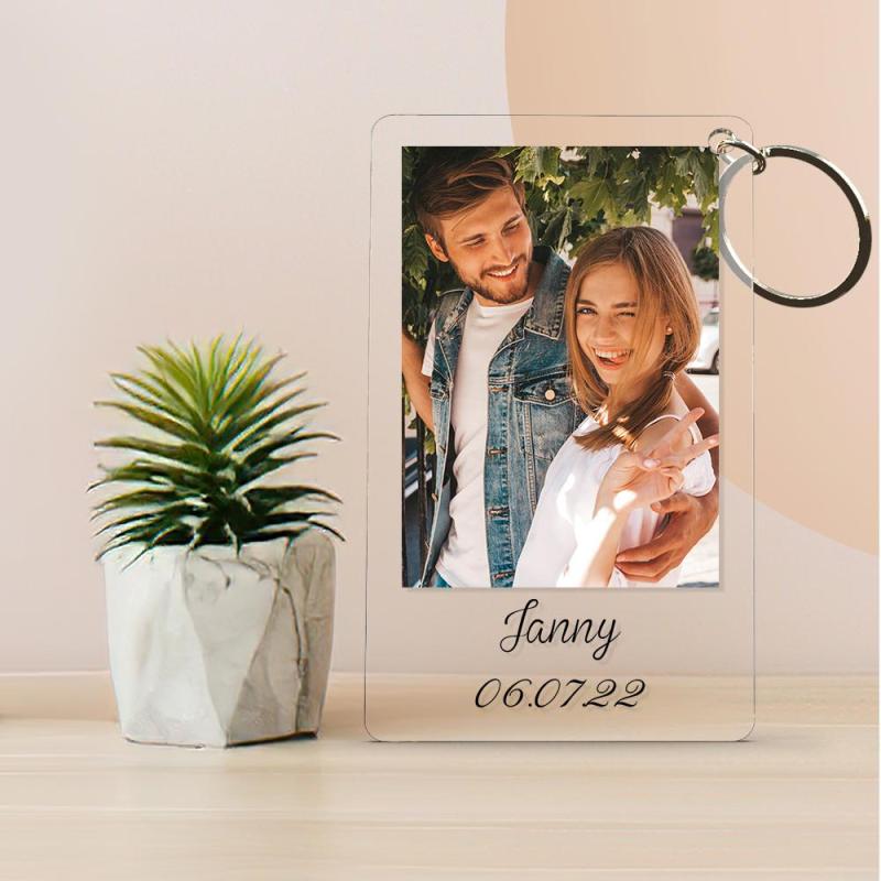 Personalised Photo Keyring, Custom Photo, Any message, Birthday, Love Gift Keychain, Music Boyfriend Girlfriend