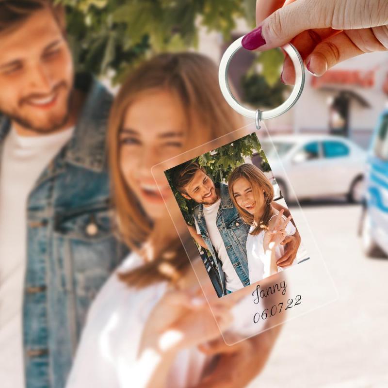 Personalised Photo Keyring, Custom Photo, Any message, Birthday, Love Gift Keychain, Music Boyfriend Girlfriend