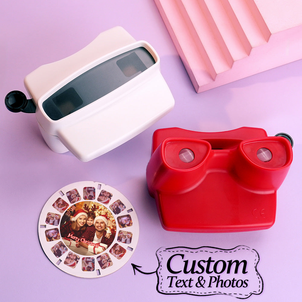 Custom 3D Viewfinder and Reel – Personalized Christmas Gift with your own photos Text and Photo Viewer Multiple Films Available White Viewfinder