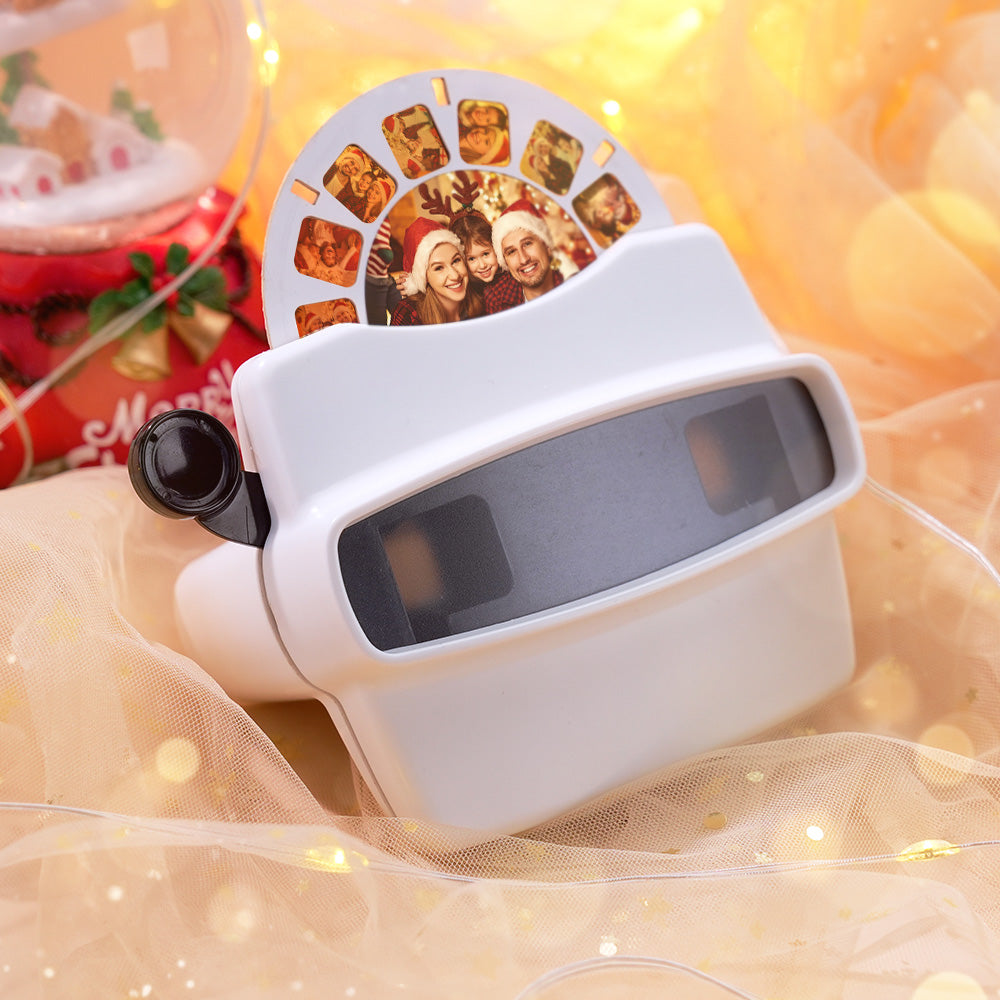 Custom 3D Viewfinder and Reel – Personalized Christmas Gift with your own photos Text and Photo Viewer Multiple Films Available White Viewfinder