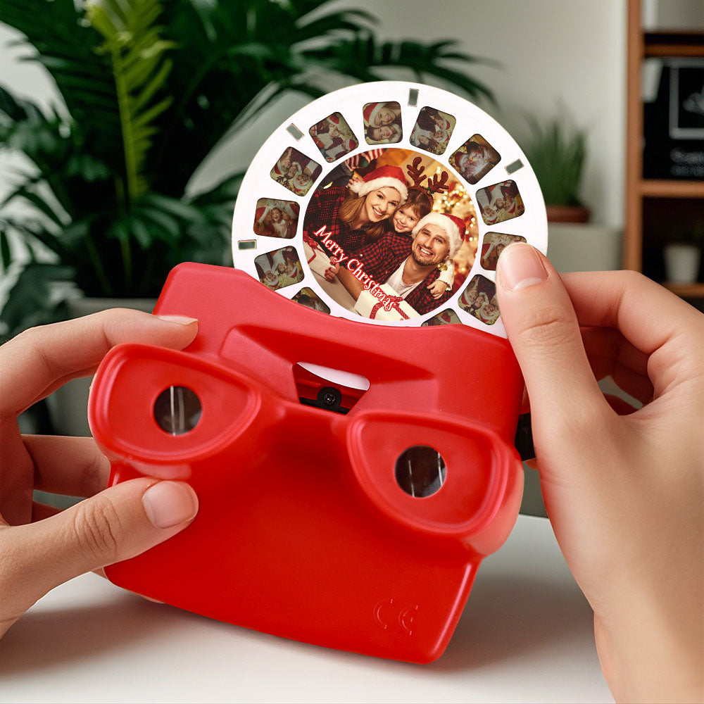 Custom 3D Viewfinder and Reel – Personalized Christmas Gift with your own photos Text and Photo Viewer Multiple Films Available White Viewfinder