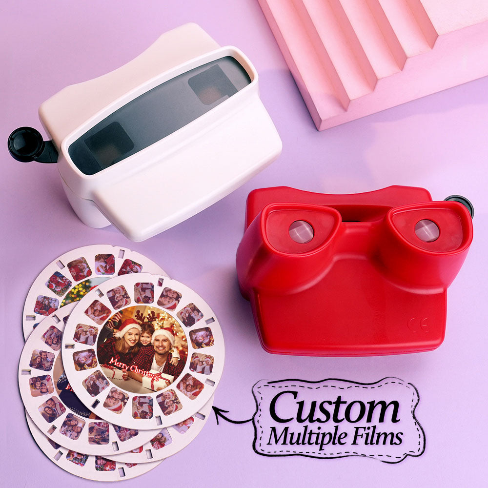 Custom Black 3D Viewfinder and Reel – Personalized Christmas Gift with your own photos Text and Photo Viewer Multiple Films Available Gifts Idea