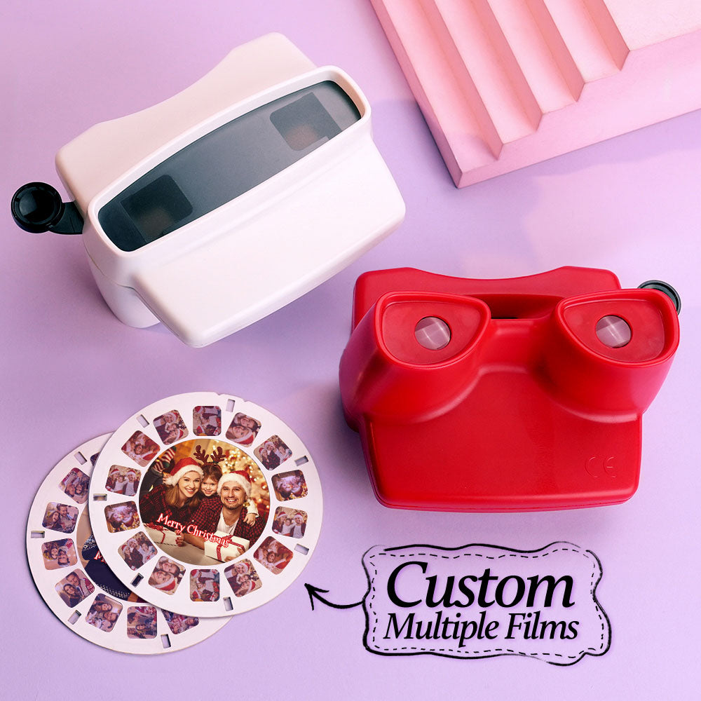 Custom 3D Viewfinder and Reel – Personalized Christmas Gift with your own photos Text and Photo Viewer Multiple Films Available White Viewfinder