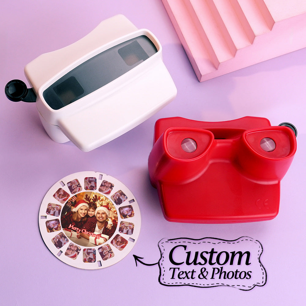 Custom 3D Viewfinder and Reel – Personalized Christmas Gift with your own photos Text and Photo Viewer Multiple Films Available White Viewfinder