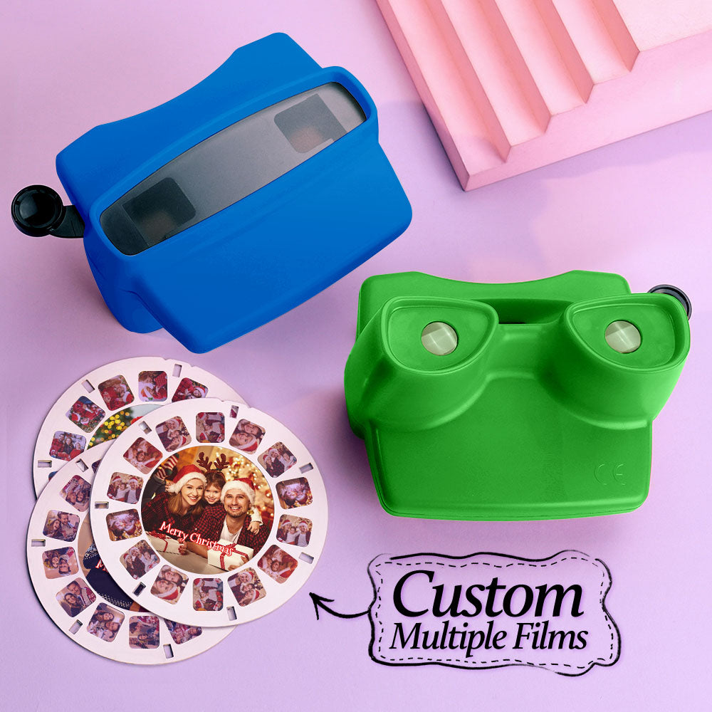 Custom Black 3D Viewfinder and Reel – Personalized Christmas Gift with your own photos Text and Photo Viewer Multiple Films Available Gifts Idea