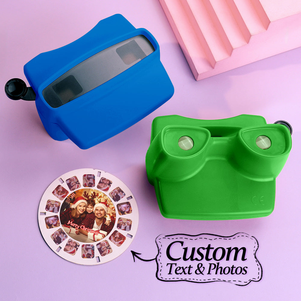 Custom Black 3D Viewfinder and Reel – Personalized Christmas Gift with your own photos Text and Photo Viewer Multiple Films Available Gifts Idea