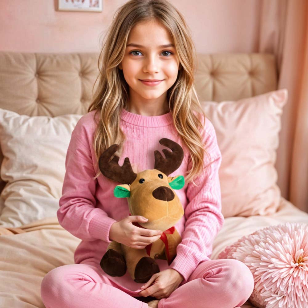 Personalized Moose Plush Stuffed Toy with Custom Text and Face Gift for Kids