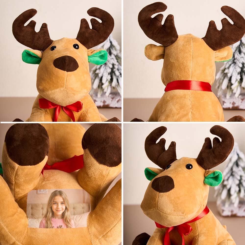 Personalized Moose Plush Stuffed Toy with Photo Gift for Kids