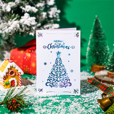 Christmas 3D Pop Up Card Hollow Christmas Greeting Card - mysiliconefoodbag