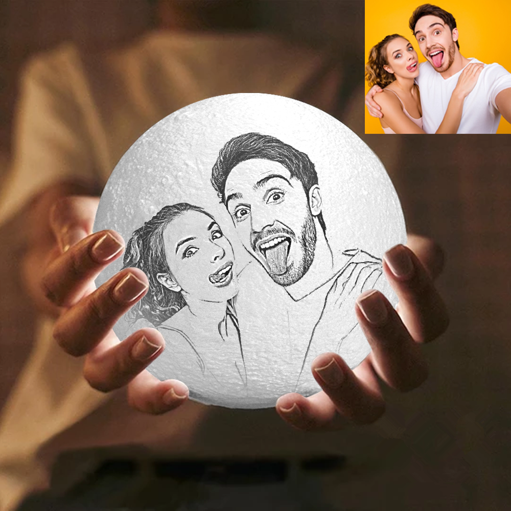 Personalized Lover Creative 3D Print photo Moon Lamp,Engraved Lamp - Touch Two Colors