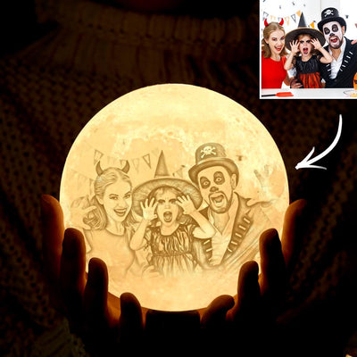 Halloween Gifts for Family Custom Photo Lamp 3D Printed Engraved Moon Lamp 2 Colors - mysiliconefoodbag